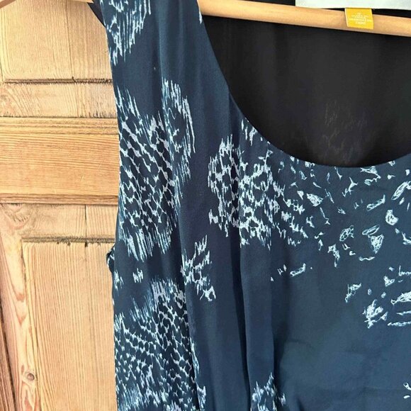 Leifsdottir Anthropologie Silk Mini Sheath Dress Blue Black Floral Womens Size 0 - Picture 4 of 11